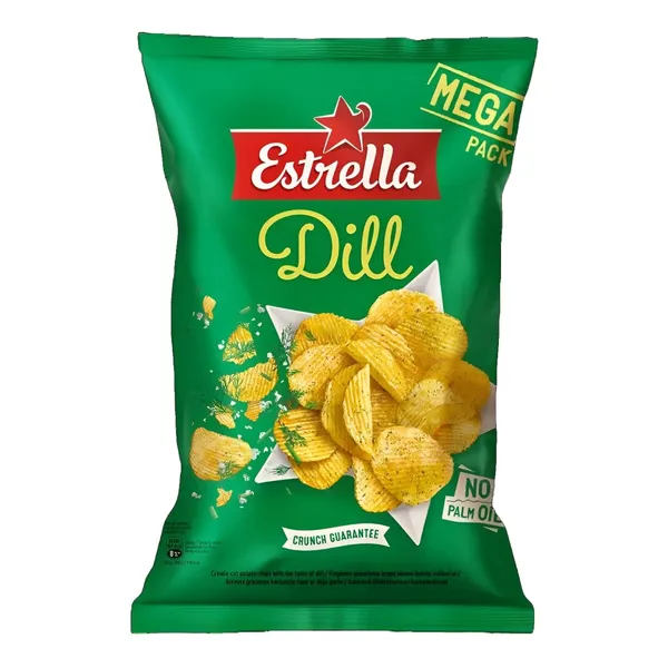 Čipsi Estrella ar dillēm, rievoti 250g