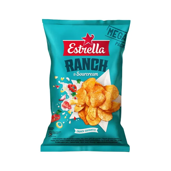 Čipsi Estrella ar tomātu, sīpolu, siera, ķiploku un skābā krējuma garšu 250g