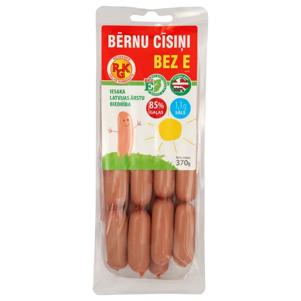 Cīsiņi Bērniem vārīti, bez E 370g