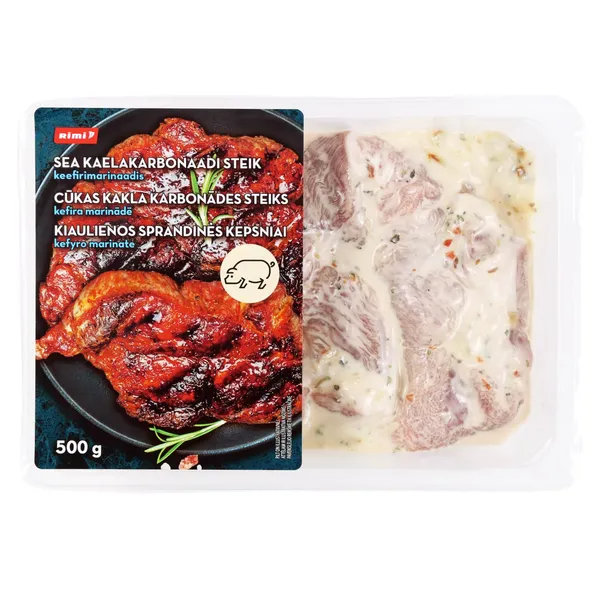 Cūkas kakla karbonādes steiks Rimi kefīra marinādē, 500g