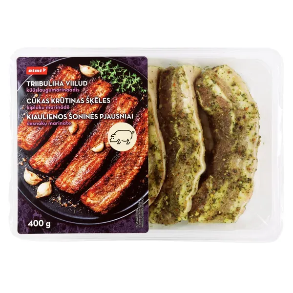 Cūkas krūtiņas šķēles Rimi ķiploku marinādē, bez kaula, atdzesētas 400g