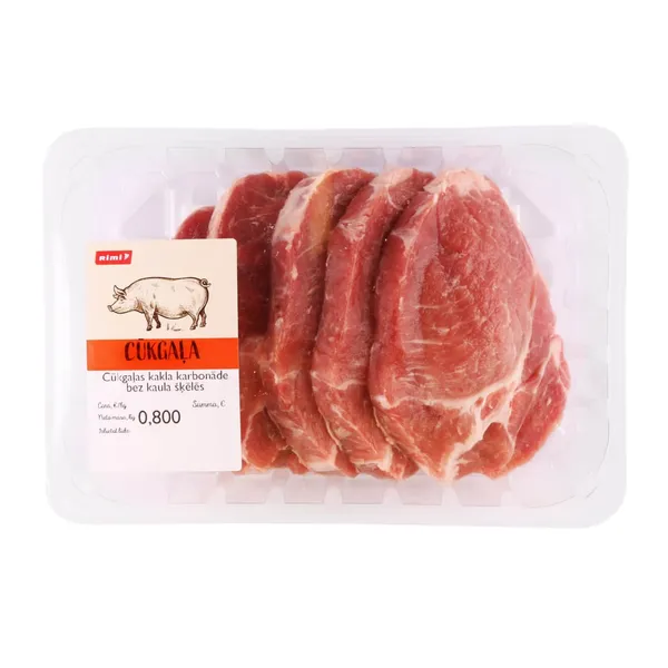 Cūkgaļas kakla karbonāde Rimi, bez kaula, šķēlēs 800g