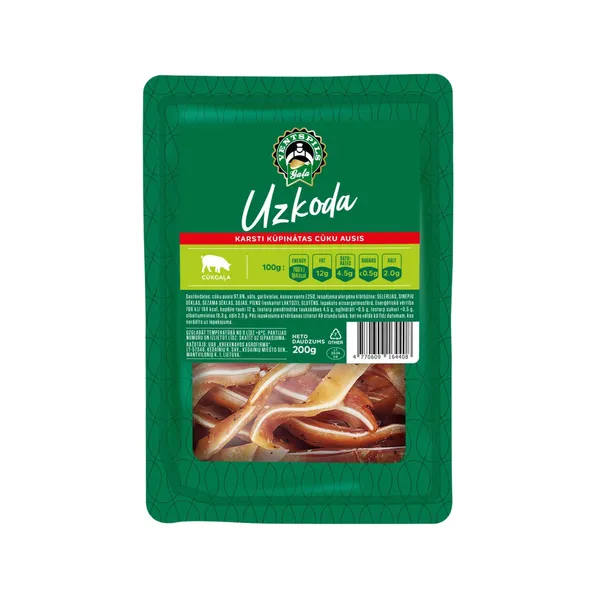 Cūku ausis Ventspils gaļa karsti kūpinātas, sagrieztas 200g