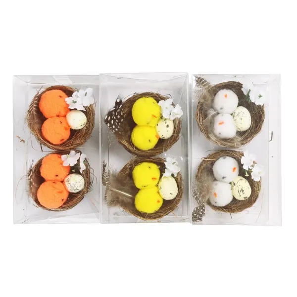 Dekoratīvas ligzdas Cozy Home 5,5 cm ar olām un putniem 2gab., krāsa un dizains var atšķirties ES26