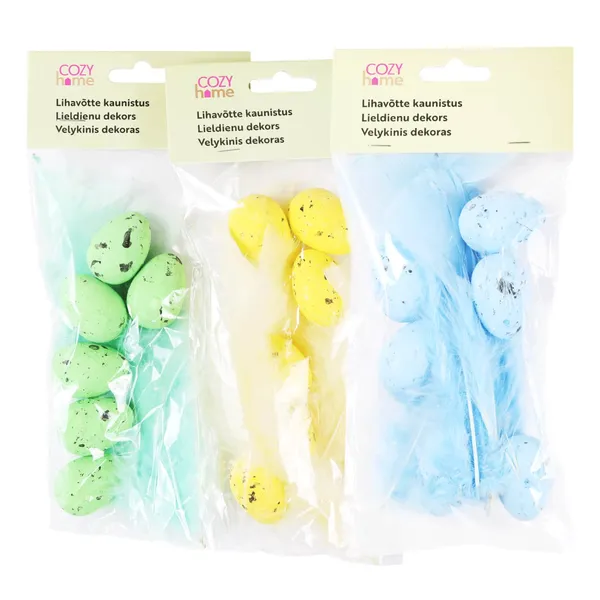 Dekoratīvas olas Cozy Home 3,5 cm komplekts, 6gab., krāsa un dizains var atšķirties ES26