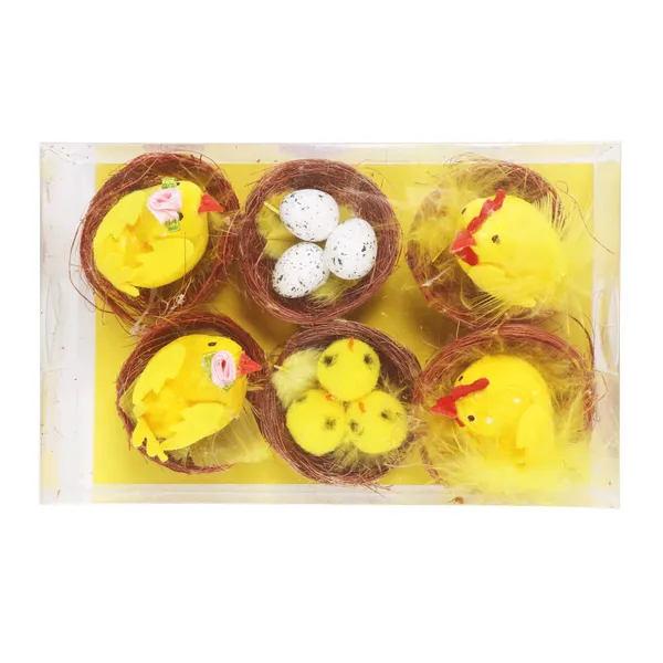 Dekoratīvas vistas ar spalvām ligzdās Cozy Home 6gab. ES26