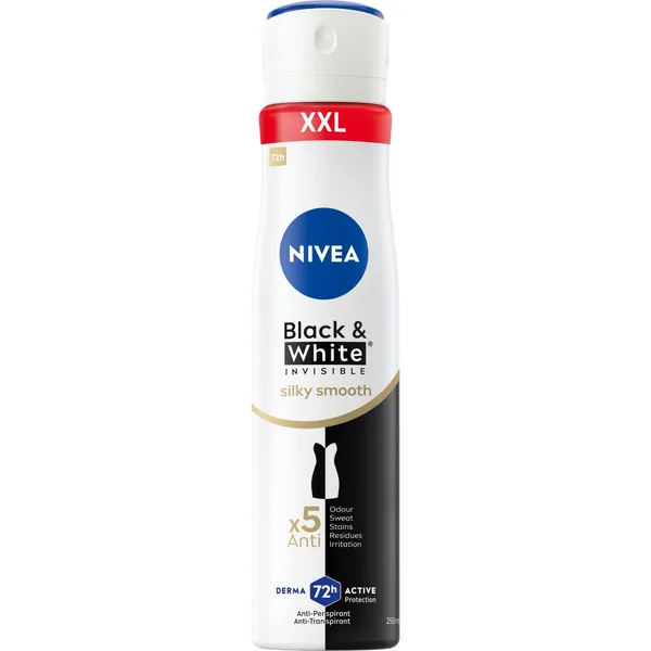 Dezodorants Nivea Black&White Silky Smooth sieviešu, izsmidzināms 250ml