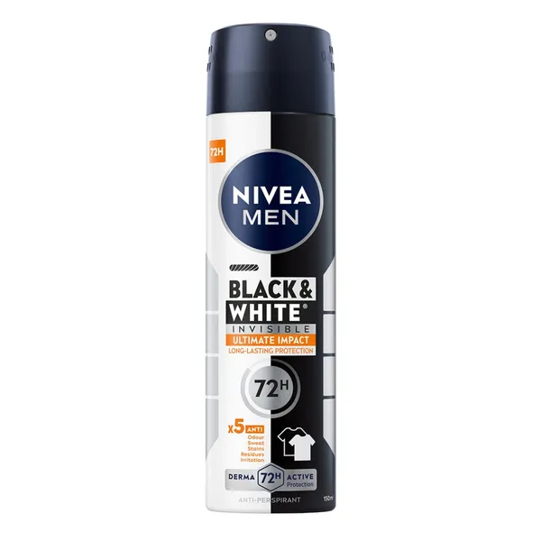 Dezodorants Nivea Black&White Ultimate Impact vīriešu 150ml