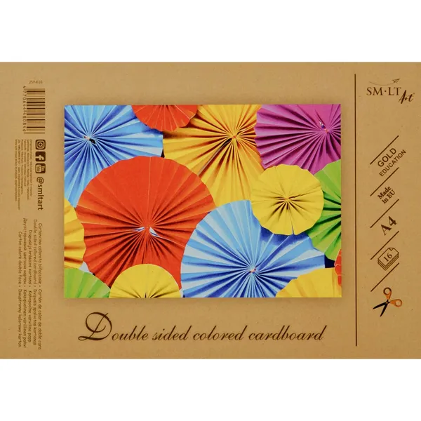 Divpusēja krāsaina kartons SMLT A4, 16 loksnes