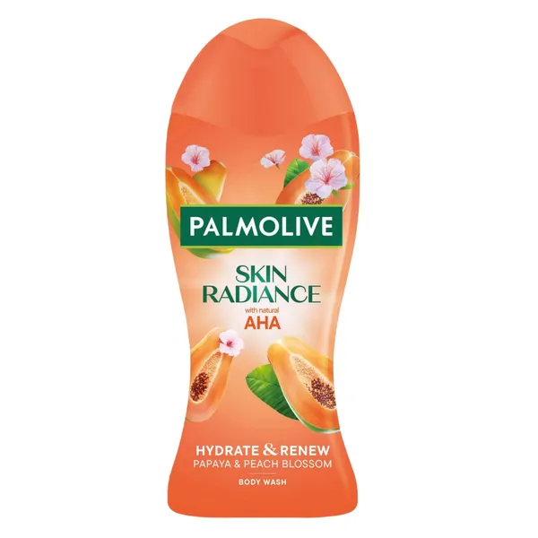 Dušas želeja Palmolive Skin Radiance ar dabīgo AHA skābi, papaiju, persiku ziediem un medu 500ml