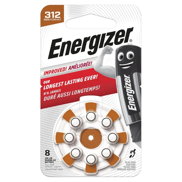 Dzirdes aparātu baterijas Energizer 312. izmērs, 8 gab