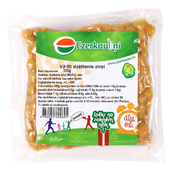 Dzeltenie zirņi Ezerkauliņi vārīti 300g