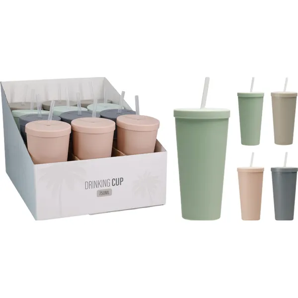 Dzeramā krūze ar salmiņu 750ml, krāsa un dizains var atšķirties SO26