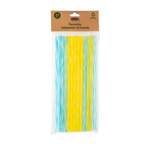 Dzeršanas salmiņi Smile 24 gab. ar tīrīšanas birstīti, daudzkrāsaini SO26