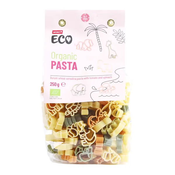 Ekoloģiska pasta Rimi ECO Trocolor Zoo 250g
