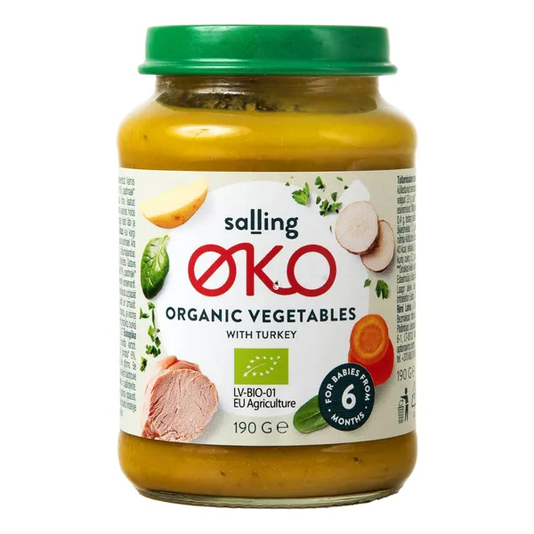 Ekoloģisks dārzeņu biezenis Salling Oko ar tītara gaļu zīdaiņiem no 6 mēnešiem 190g