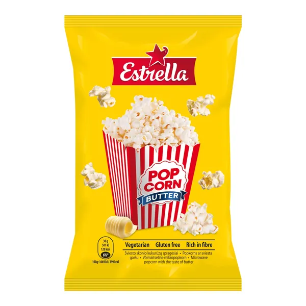 Popkorns ESTRELLA ar sviesta garšu 90g