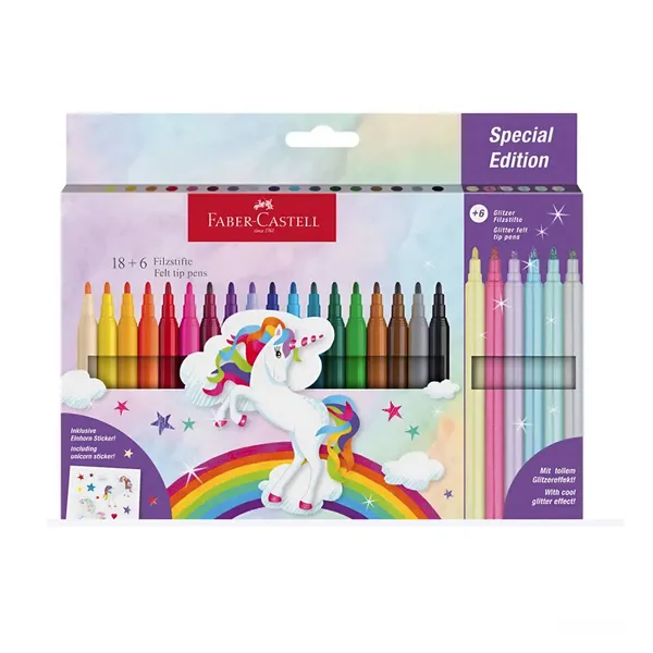 Flomāsteri Faber-Castell Unicorn18+6 krāsas