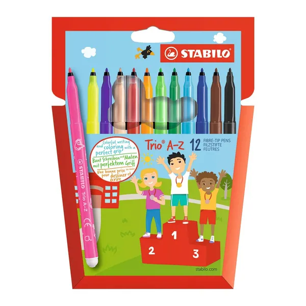 Flomāsteri Stabilo TrioA-Z 12 krāsas