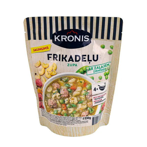 Frikadeļu zupa Kronis ar zaļajiem zirnīšiem 530g