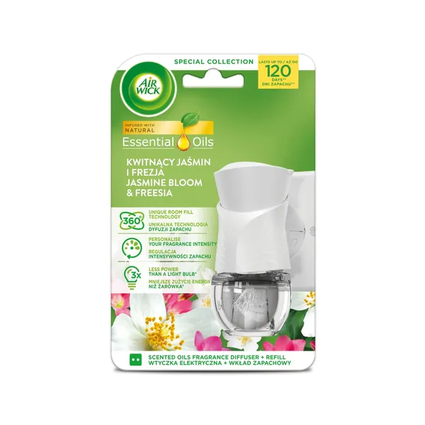 Gaisa atsvaidzinātājs Air Wick elektriski pieslēdzams, ar jasmīna un frēzijas aromātu 19ml