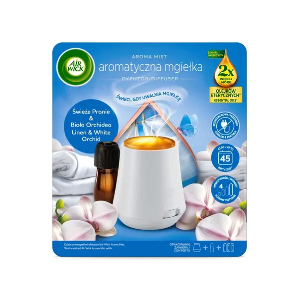 Automātiskais gaisa atsvaidzinātājs Air Wick Aroma Mist linu un baltās orhidejas aromāts 20ml