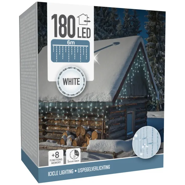 Gaismas virtene, 180 LED, baltas lāstekas, CH26