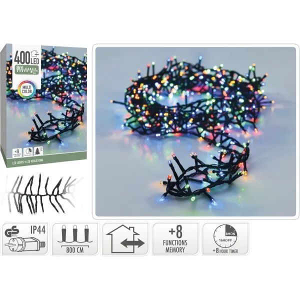 Gaismas virtene, 400 LED, krāsaina, 8 funkcijas, CH26