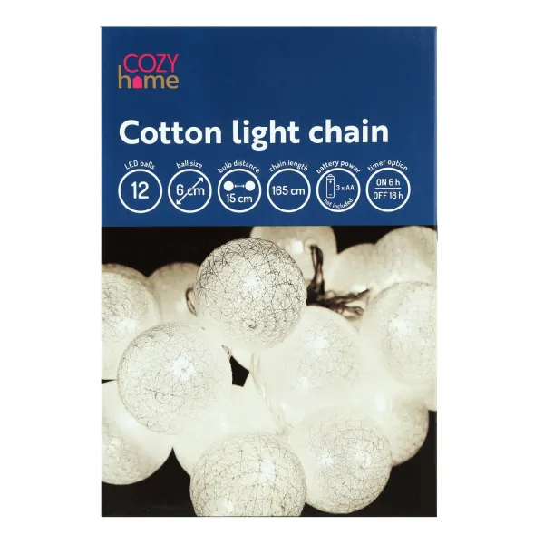 Gaismas virtene Cozy Home 6cm 12LED silti balta CH26