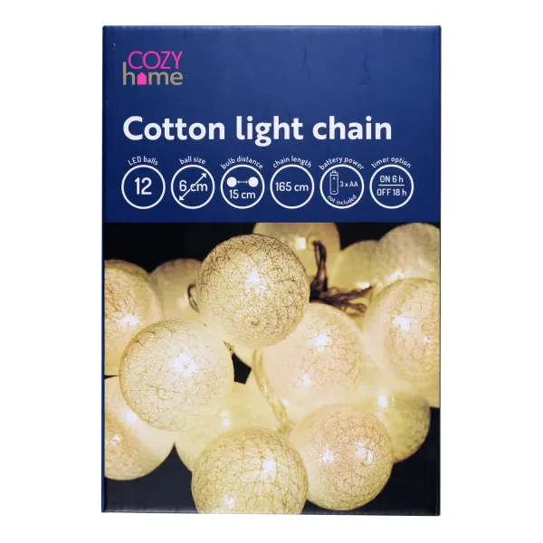 Gaismas virtene Cozy Home 6cm 12LED zelta CH26