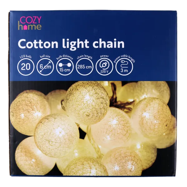 Gaismas virtene Cozy Home 6cm 20LED zelta CH26