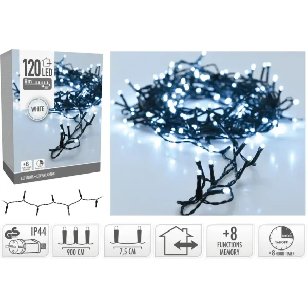 Gaismiņu virtene 120 LED balta CH26