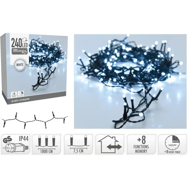 Gaismiņu virtene 240 LED balta CH26