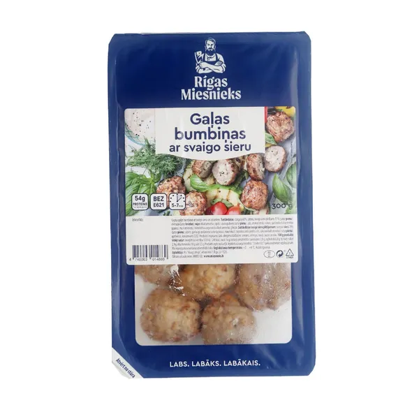 Gaļas bumbiņas Rīgas Miesnieks ar svaigo sieru un zaļumiem 300g