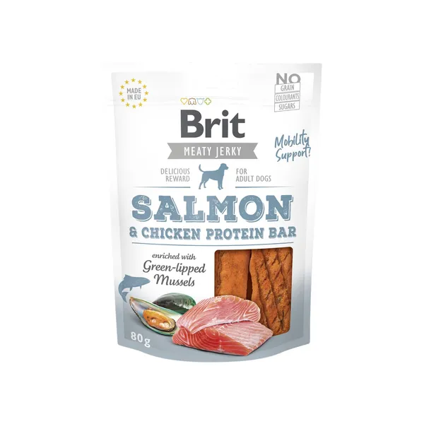 Gardumi suņiem Brit Jerky Protein Bar ar lasi 80g