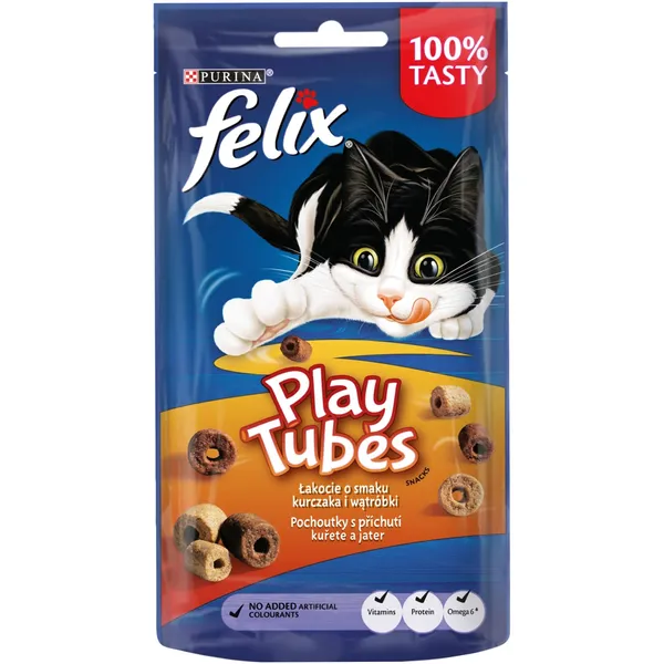 Gardums kaķiem Felix Play Tubes ar vistas gaļu 50g