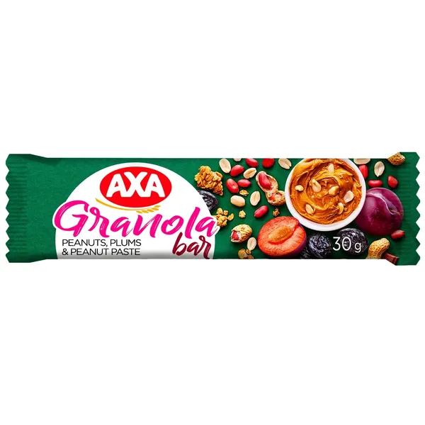 Granola batoniņš Axa ar zemesriekstiem, plūmēm un zemesriekstu pastu 30g
