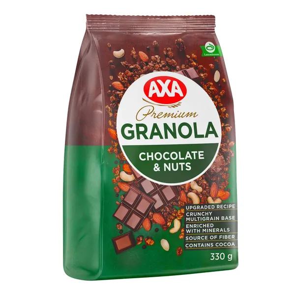 Grauzdēta granola Axa ar šokolādi un riekstiem 330g