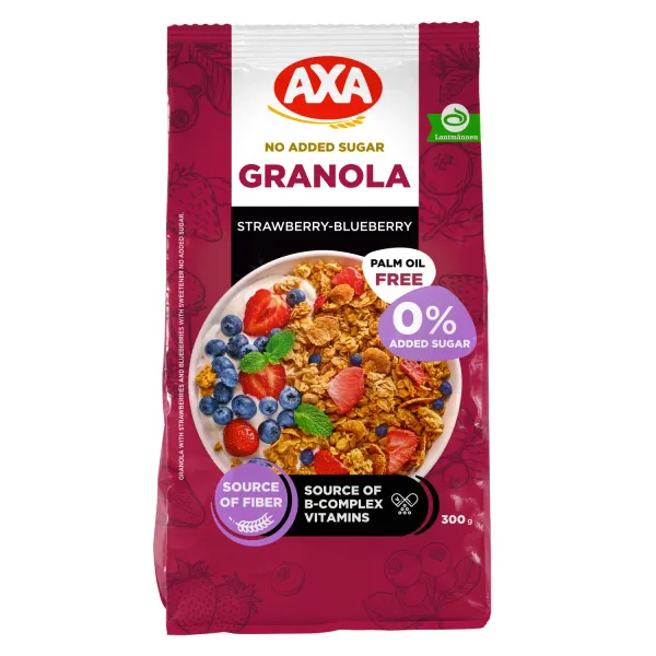 Granola Axa ar zemenēm un mellenēm, ar saldinātājiem 300g