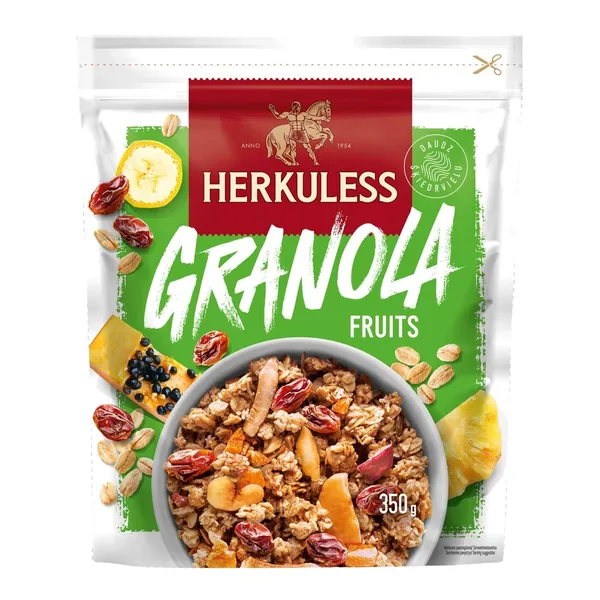 Grauzdēts granola musli Herkuless ar augļiem 350g