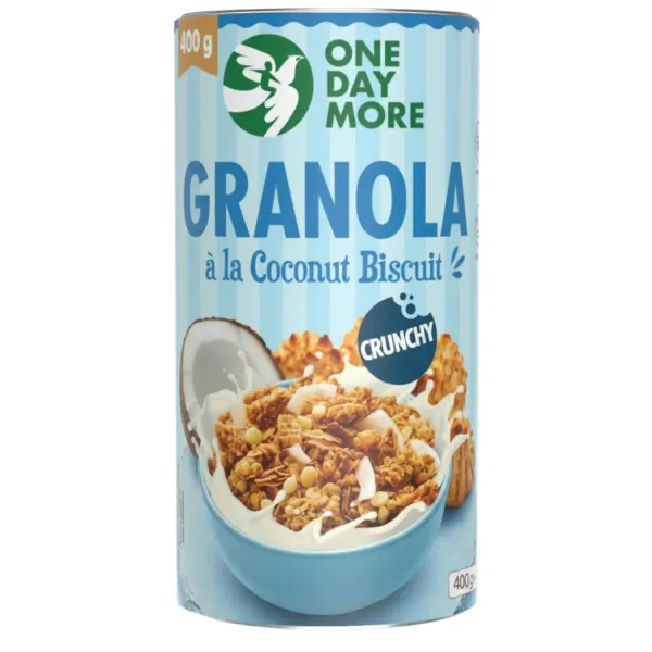 Granola OneDayMore ar kokosriekstu cepumu garšu 400g