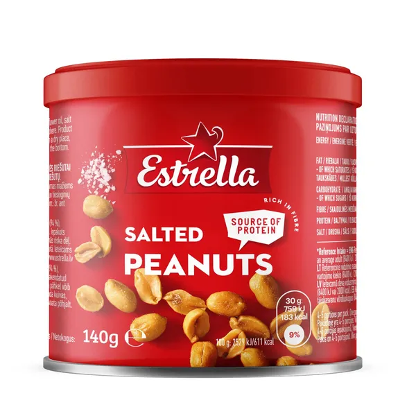 Grauzdēti zemesrieksti Estrella ar sāli 140g