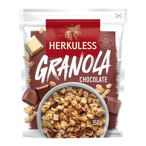 Grauzdēts granola musli Herkuless ar 3 veidu šokolādi 350g