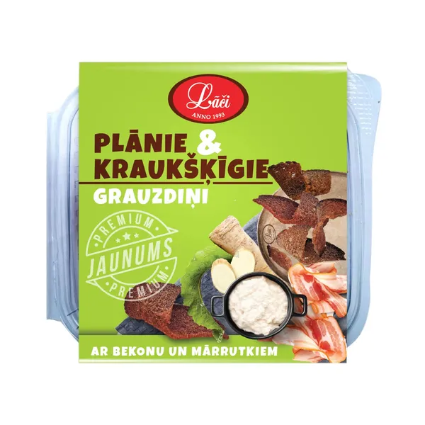 Grauzdiņi Lāči plānie un kraukšķīgie ar bekonu un mārrutkiem 100g
