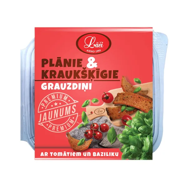 Grauzdiņi Lāči plānie un kraukšķīgie ar tomātiem un baziliku 100g