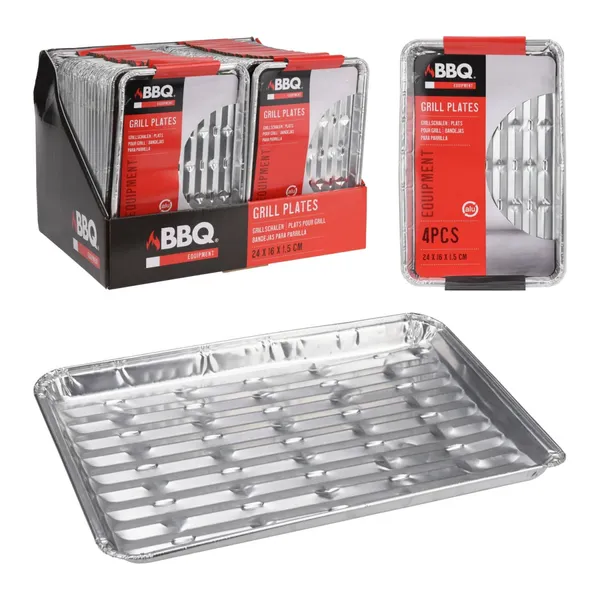 Grila paplātes komplekts BBQ 24x16x1,5cm 4 gab