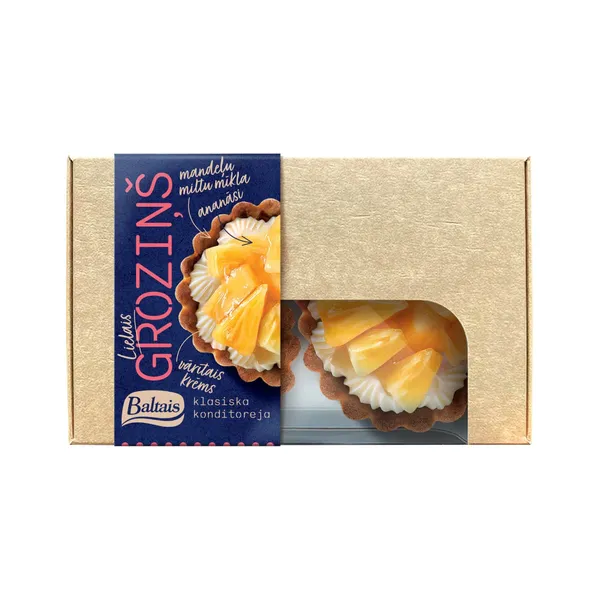 Lielie groziņi Baltais ar vārīto krēmu un ananāsiem 200g