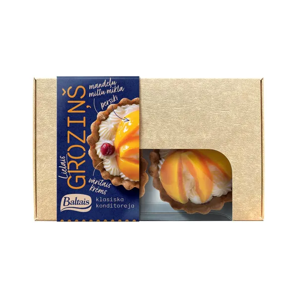 Lielie groziņi Baltais ar vārīto krēmu un persikiem 200g