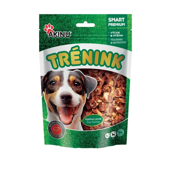 Gardums suņiem Akinu ar liellopu gaļas un mencas garšu,suņu apmācībai 120g