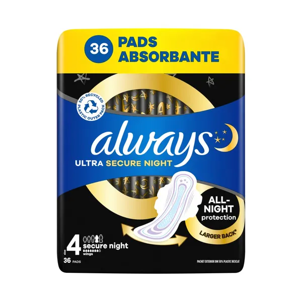 Higiēnas paketes Always Ultra Secure Night Mega Pack S4 36gab.